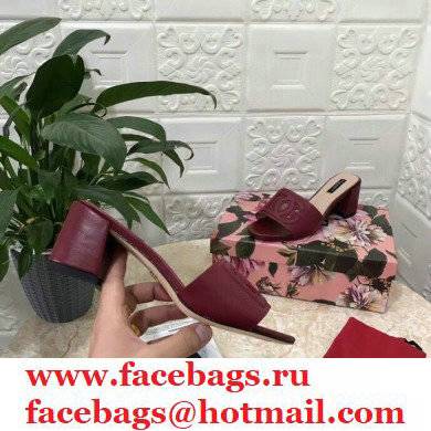 Dolce  &  Gabbana Heel 6.5cm Calfskin Mules Burgundy With DG Millennials Logo 2021